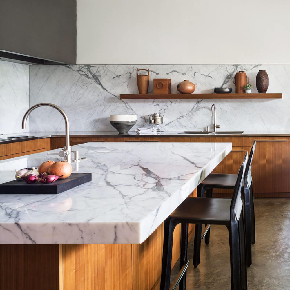 Elegant quartz countertop in a modern kitchen